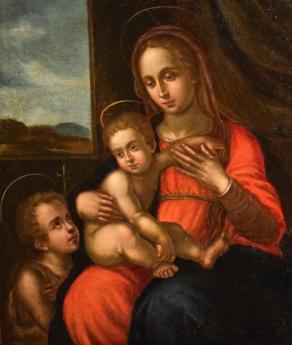 Vierge à l'Enfant et saint Jean Baptiste - Renaissance Italienne